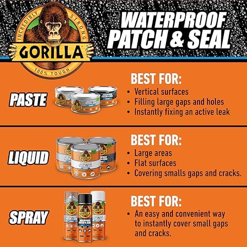 Gorilla Waterproof Patch & Seal Rubberized Sealant Paste, 12.8 oz Can (Pack of 6)