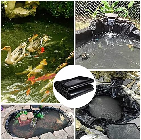 ToLanbbt Pond Liner 13 x 20 Ft HDPE Pond Liners, 20 Mil UV Resistant Preformed Pond Liner Easy Cutting, Pond Liner for Natural Looking Ponds, Waterfall, Koi Pondsand Water Garden (Black)