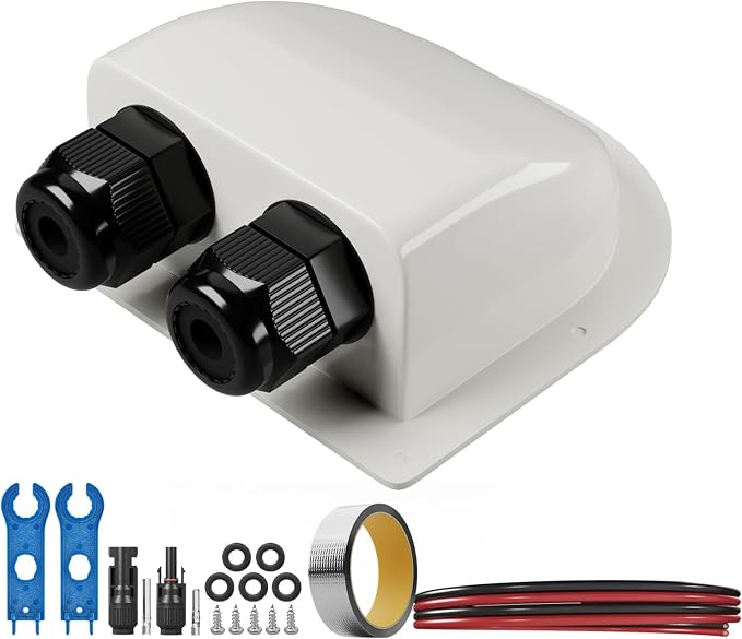 Solar Cable Entry Gland Waterproof PV Entry Gland Multiple Lengths with UV-Resistant PC Housing Includes Butyl Tape for RV Boat Roof Yacht Solar Systems (5FT White)