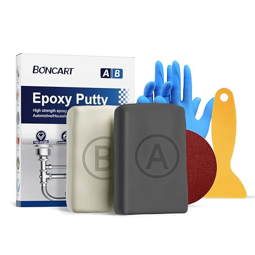 Boncart High Strength AB Epoxy Putty, 200g Steel Reinforced Repair Filler | Waterproof, Multi-Purpose, for Metal, Wood, Tile & Ceramics, Ideal for Bonding, Repairing & Sculpting (Grey)