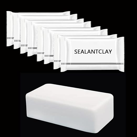 8 Pack Waterproof Duct Seal Sealing Putty for Drain & Wall Holes Qk Repair- | Zxfuture Mending Clay for AC Hole. Easy to Mold, Stays Soft. Ideal for Plumbing & HVAC (White)