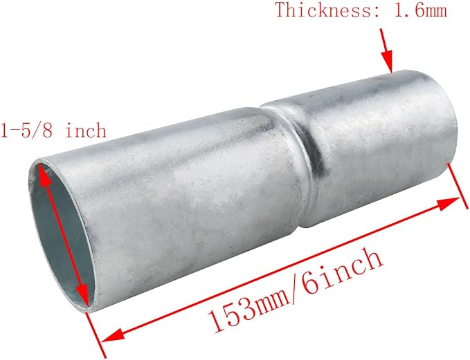 CHENJIN 2PCS 1-5/8x6 inch Fence Beam Sleeve Top Rail Sleeve Steel Tube Connector Heavy Duty Chain Link Fence Hardware Pipe for Fences Dog Runs Dog Kennels Shelters Bent Broken Top Rail Pieces