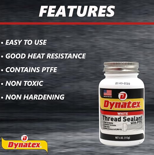 Dynatex Thread Sealant with PTFE 4 oz Bottle (3 Pack) | Non-Toxic, Non-Drying, Leak-Proof Seal, No Lead/Graphite, Ideal for Pipe Fittings