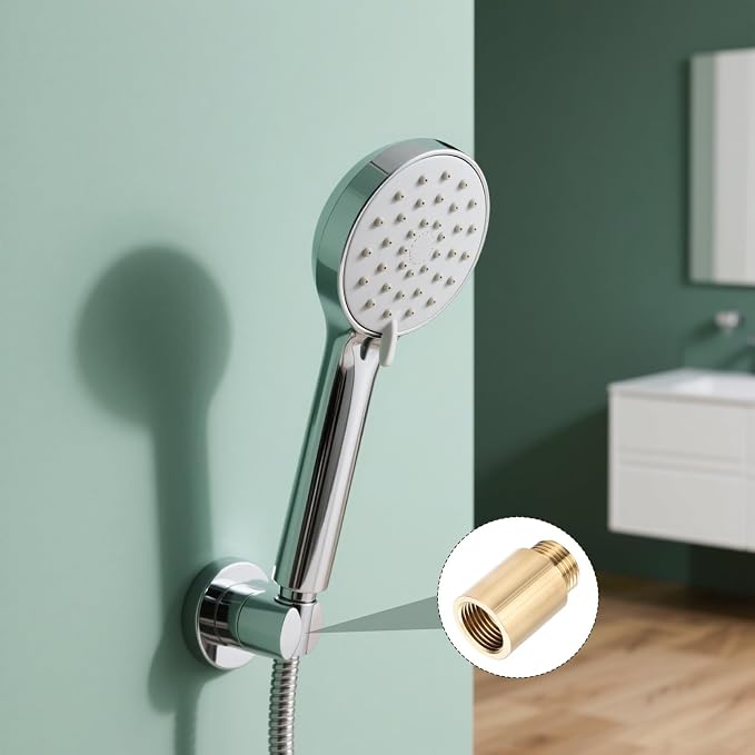 Shower Head Extension Arm, Brass G1/2 Male to Female Thread 60mm/2.36" Length Extender Pipe Fitting Nipple for Showers, Faucets, and Plumbing with PTFE Thread Seal Tape 3 Pack