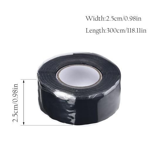 SKYPRO 2 Rolls Self Fusing Silicone Tape 0.98 inch x 9.84 ft Black Waterproof Rescue Tape for Emergency Pipeline Plumbing Repair Cable Winding Insulating
