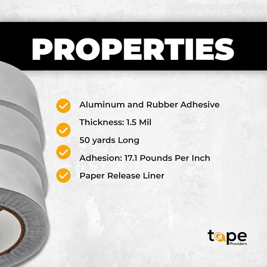 WOD Aluminum Foil Tape - 3 inch x 50 yds. Heat Shield Reflective Sealant Tape - Ideal for HVAC, Duct, Pipe, and Metal Insulation and Repair. Low and High Temperature Resistant AFTR28