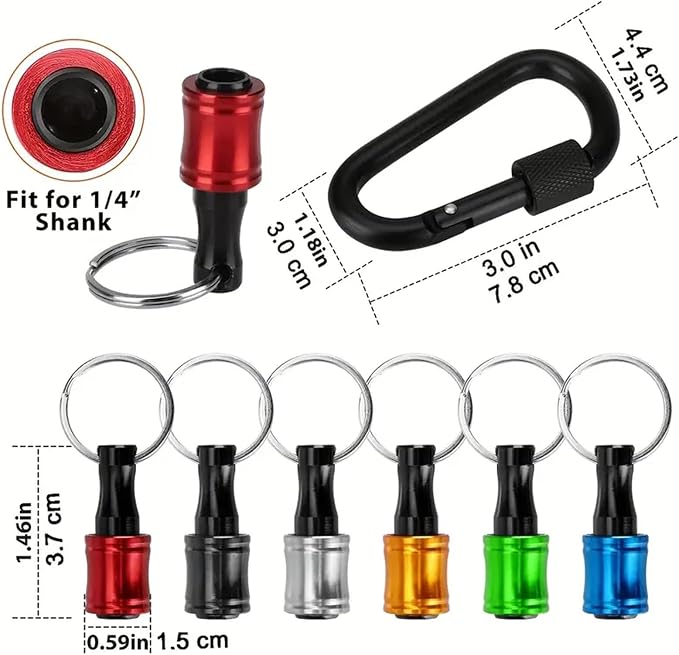 6 Pcs Bit Holders, 1/4 Socket Hex Shank Screwdriver Bit Holder | for Impact Driver Drill Bit Keychain Extension Bar, Quick Release Easy Change, Portable Drill Bit Organizer, Gadgets Tool