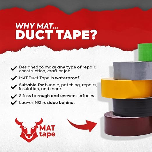 MAT Duct Tape Olive Drab Industrial Grade, 2 inch x 60 ft. Waterproof, UV Resistant for Crafts, Home Improvement, Repairs, & Projects