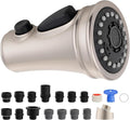 Universal Kitchen Faucet Sprayer Head 3 Modes, 15 Adapters, Brushed Nickel