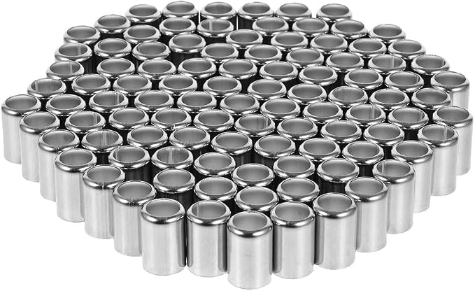 Mobestech 100Pcs Hydraulic Hose Fitting Ferrules Stainless Steel High Pressure Hose Sleeve Crimp Sleeves Pipe Couplings for Industrial and Household Repair