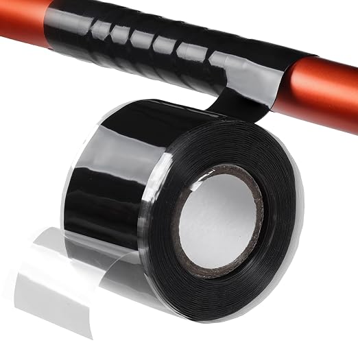 Black 12ft Self-Fusing Silicone Grip Tape | Non Slip Rubber Wrap Tape for Kayak Paddles, Pull Up Bar, Bike Handles, Gym Equipment, Fishing Rod, Tool Grips