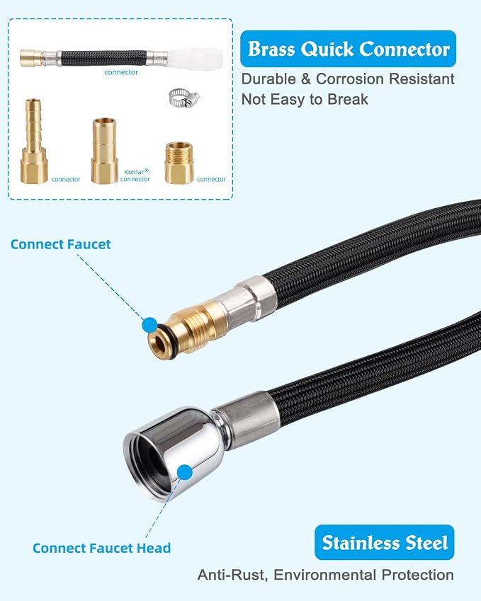 K-1219935-BC Hose Kit Compatible with Kohler Pull Down Kitchen Faucet