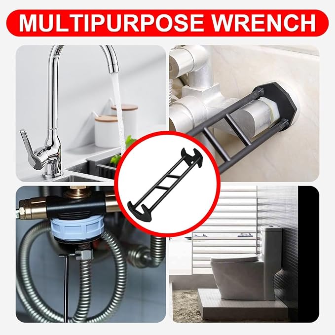2 Pcs Multifunctional Sink Wrench, Basin Faucet Wrench, Plumbing Tools for Tight Spaces Kitchen Bathroom Home, Portable Installation Tool for Homeowners (A)