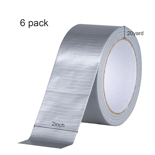 XUXU 6 Pack Duct Tape Heavy Duty Waterproof Strong 120 Yards x 2 Inch Total | Adhesive Silver Duct Tape Bulk for Indoor Outdoor Repairs Tear by Hand