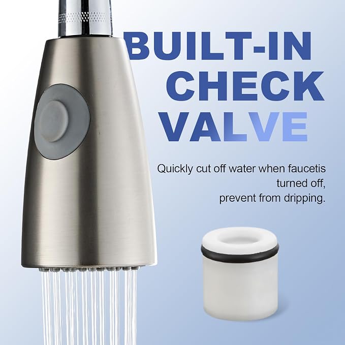Pull Down Kitchen Faucet Sprayer Head Replacement, G1/2 (13/16" Male Thread) Pull Out Sink Spray Nozzle, 2-Mode Stream & Spray Tap Hose Spout Only, Brushed Nickel