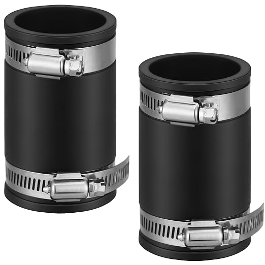 Pangda 2 Pcs Flexible TPE Coupling with Stainless Steel Clamps 1 Inch | Flexible TPE Coupling, Fits Plastic and Copper Plumbing Connections, High Temperature Resistant Material