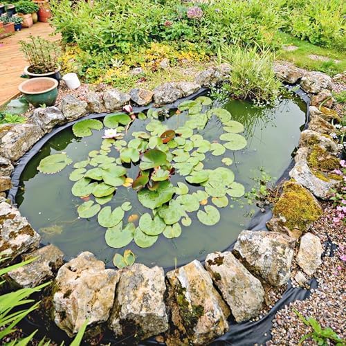 Adroiteet 15 x 25 FT Pond Liner, Fish Pond HDPE Liner, Pond Liners for Outdoor Ponds, Koi Ponds, Garden Fountain, Waterfall