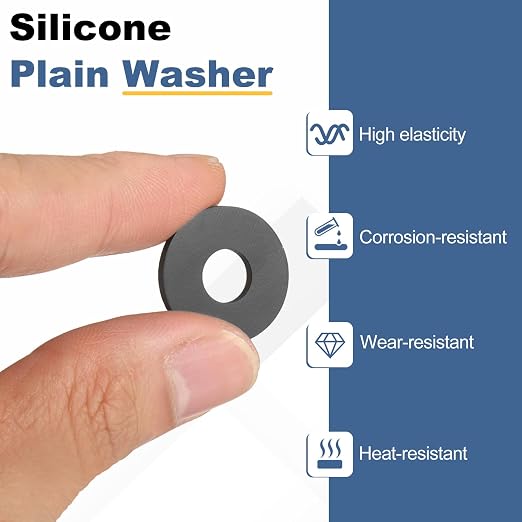 PATIKIL M6 Silicone Flat Washer, 6 Pcs 6mm ID 25mm OD Plain Washer Grommets O-Ring Sealing Gasket Spacer for Faucet Pipe Water Hose Shower Door Handles, Black