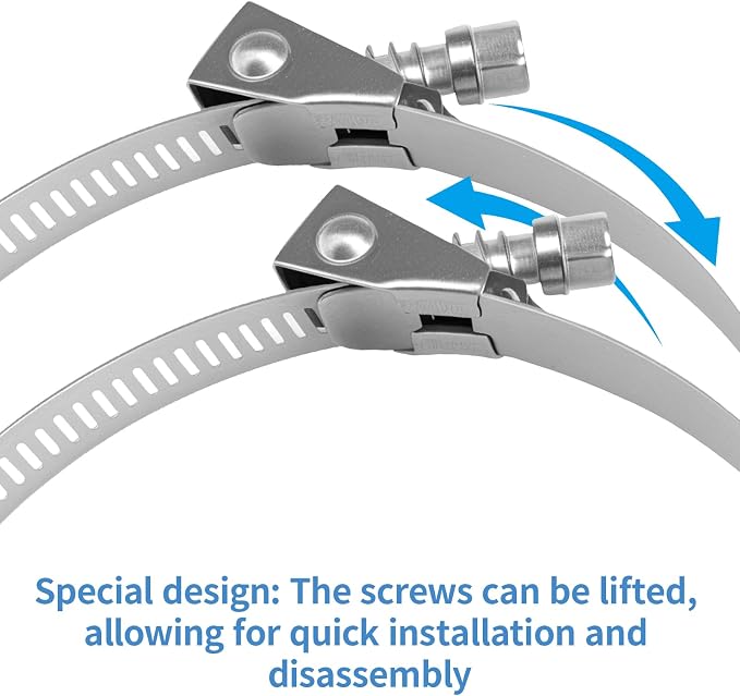 5PCS Heavy Duty Quick Release Hose Clamps,1"-4 1/2"(25-114mm) Stainless Steel Adjustment Range Large Quick Installation Worm Gear Clamps for Garden,Fuel Line,Pool,Automotive,Mechanical,Home