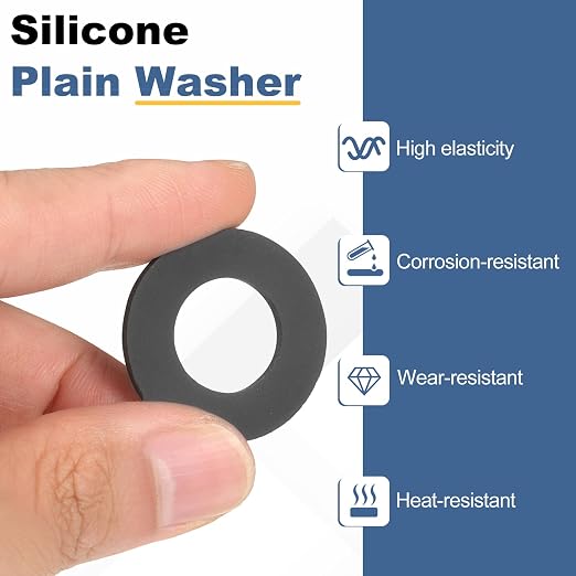 PATIKIL M20 Silicone Flat Washer, 6 Pcs 20mm ID 40mm OD Plain Washer Grommets O-Ring Sealing Gasket Spacer for Faucet Pipe Water Hose Shower Door Handles, Black