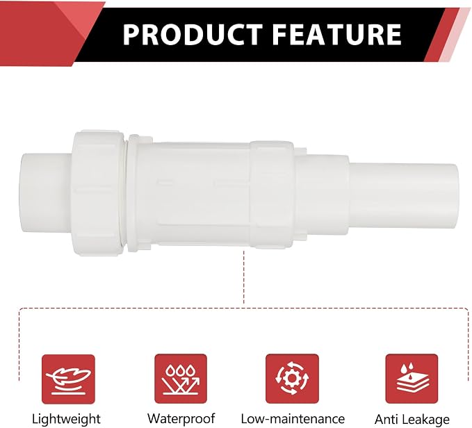 (Pack of 1) EFIELD 3 Inch PVC Expansion Repair Coupling for Broken or Cracked Pipe, Schedule 40, White,(PVC035)