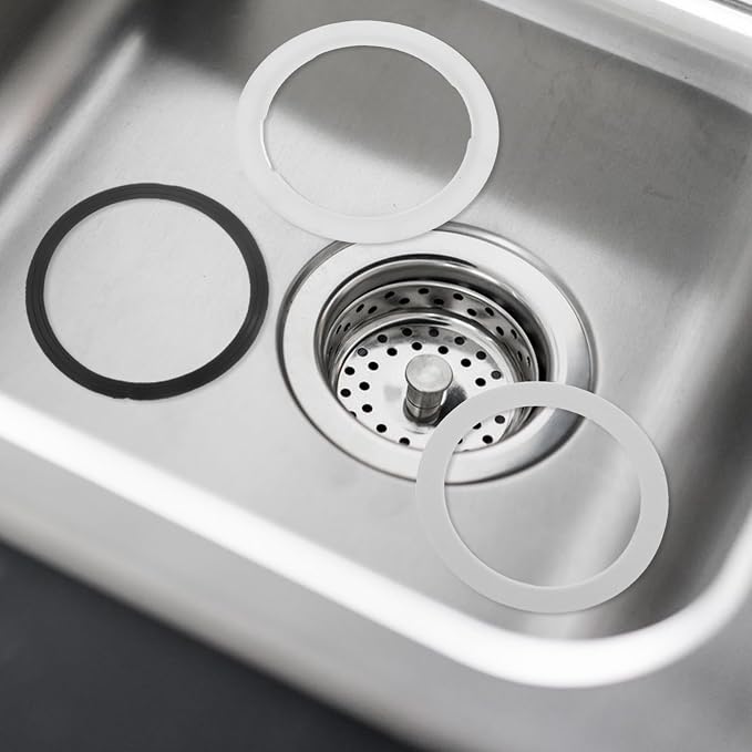 TEHAUX 6pcs Kitchen Sink Strainer Kit with 110mm Seal Ring, 83mm Nut, and 87mm Rubber Washer Set for Drain Assembly and Plumbing Repair