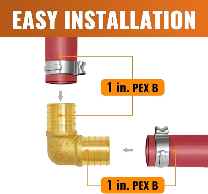 SUNGATOR 12-Pack 1 Inch PEX 90 Degree Elbow, PEX Fittings 1 Inch Elbow | Brass