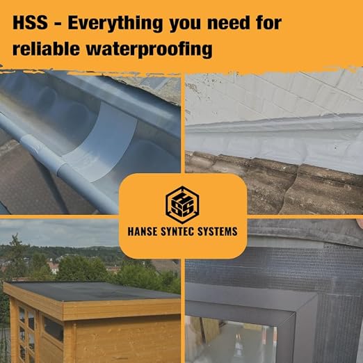 HSS Butyl Sealant Tape 4 Inch x 50 Feet Reinforced EPDM R2+ | 4 in x 50 ft · Black · Reinforced EPDM · Waterproof Butyl Seal Tape for Joints, Roofs, Boats & more · Airtight · Solvent-Free