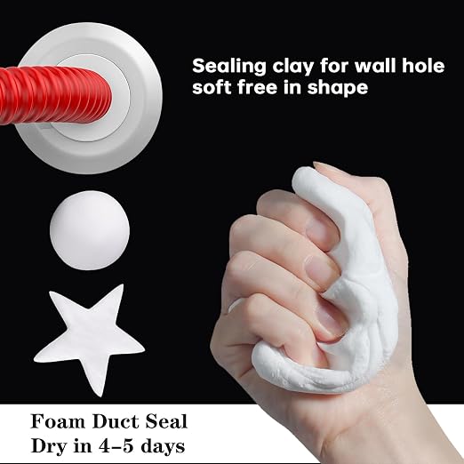 8 Pack Waterproof Duct Seal Sealing Putty for Drain & Wall Holes Qk Repair- | Zxfuture Mending Clay for AC Hole. Easy to Mold, Stays Soft. Ideal for Plumbing & HVAC (White)