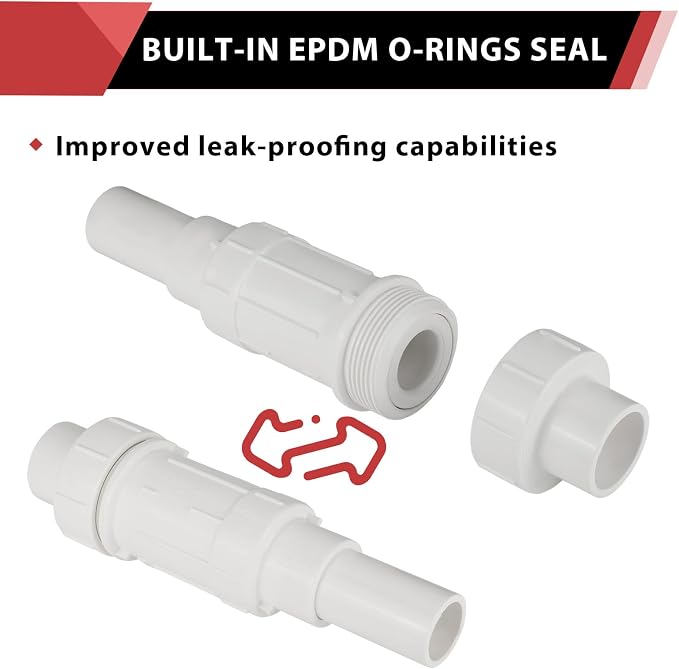 (Pack of 10) EFIELD 1/2 Inch PVC Expansion Repair Coupling for Broken or Cracked Pipe, Schedule 40, White,(PVC028-2-10PCS)