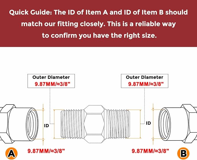 1/8" Male NPT To 1/8" Male NPT SUS304 Hex Nipple | Solid Male Pipe Adapter Hose Connectors with Sealing Tape for Pipe Repair, Bathroom Remodel, Tool Extensions, Compression