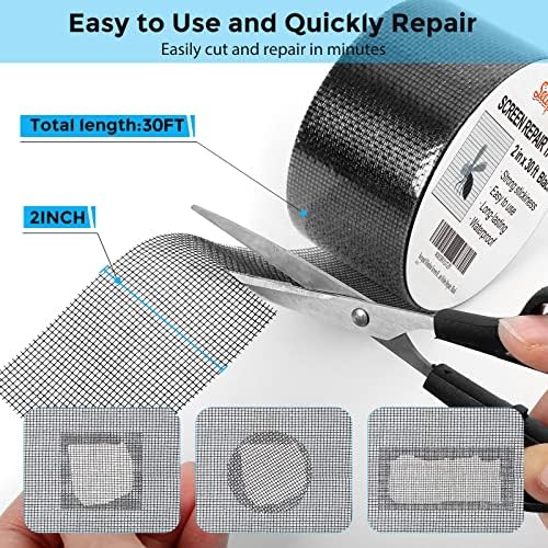 Secopad 2" x 360" (30FT) Screen Repair Tape, Screen Repair Kit, Black