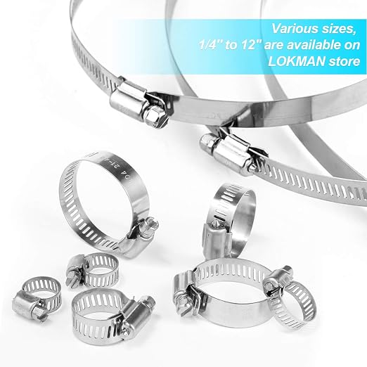LOKMAN 20 Pack Stainless Steel Hose Clamp Adjustable 1/2'' - 3/4'' (13-19mm) Worm Gear Hose Clamp, Metal Fuel Line Pipe Clamp for Plumbing, Automotive And Mechanical Application