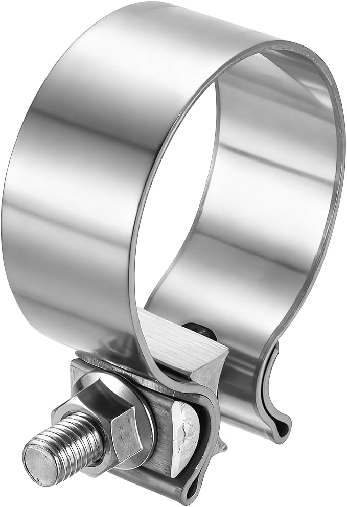 HARFINGTON 410 Stainless Steel Exhaust Clamp 2.36" Butt Joint Narrow Band Muffler Seal Exhaust Narrow Lap Butt Clamps for Pipes Mufflers Converters System Repair, Silver