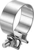 HARFINGTON 410 Stainless Steel Exhaust Clamp 2.36" Butt Joint Narrow Band Muffler Seal Exhaust Narrow Lap Butt Clamps for Pipes Mufflers Converters System Repair, Silver