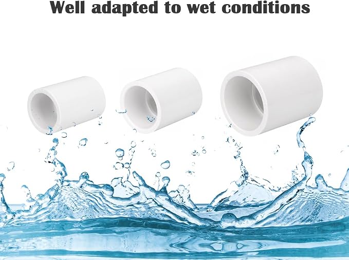 12PCS 1/2 Inch White PVC Pipe Coupling Adapter Pipe Fittings Slip Socket Connectors for Sprinkler, Drip Irrigation System, Pipes Extension HE050-1/2