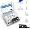 1/4" Quick Connect Push-to-Connect Water Line Fittings Kit for RO/DI Water Filter, Refrigerator, Ice Maker (Ball Valve + T + L + Y + I + Professional Tubing Cutter, 24 Pcs)
