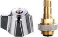 Brass Faucet Stems Valve & Knob Handles Kit, Red for Hot Side