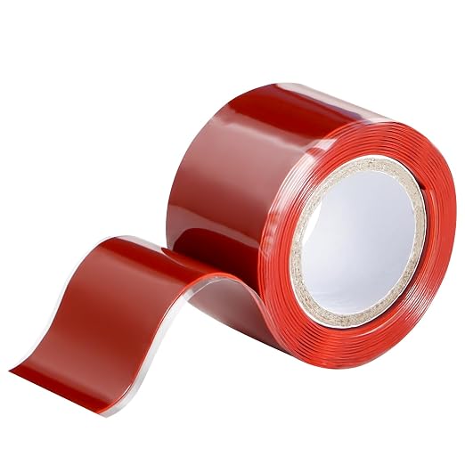 Self Fusing Silicone Tape 1 in x 5' Red Waterproof Rubber Leak Proof Sealing Silicone Rubber Self-amalgamating Tape for Emergency Hot and Cold Water Pipe Repairs and Tool Fixation
