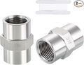 2Pack 1/2" FeMale NPT to 1/4" FeMale NPT 316 Stainless Steel Coupling | 316 Stainless Steel Pipe Fittings, Coupler Hex Head Connector with Sealing Tape for Air, Oil, LP, Gas, Fuel, Water