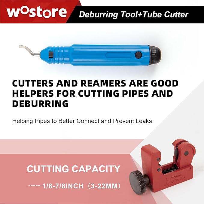 Wostore 25FT Brake Line Kit & Flaring Tool, 24 Brass Fittings, 3/16-5/8" | Double & Single & Bubble flares flaring tool. 25FT 3/16" copper line. Cutter and reamer included. 7 sizes up to 5/8"