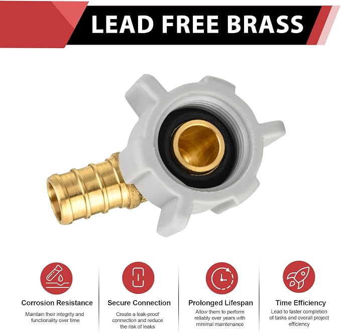 (Pack of 100) EFIELD 1/2" Pex x 1/2" Female NPT Swivel Elbow | Brass Barb Crimp Fittings,ASTM F1807-PEX1807299(100)