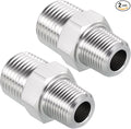 Pack of 2, 1/2" Male NPT to 3/8" Male NPT SUS304 Hex Nipple | Solid Male Pipe Adapter Hose Connectors for Pipe Repair, Bathroom Remodel, Tool Extensions, Compression, Irrigation