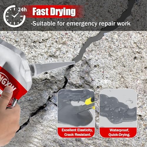 Concrete Crack Filler and Sealant Self-Leveling, 6Pcs High Elasticity Cement Crack Repair, Waterproof Concrete Caulking Glue for Driveways, Gray Caulking Adhesive Repair