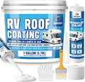 SENVEN RV Roof Sealant 1 Gallon and Self-Leveling Lap Sealant-10.3 Oz, RV Roof Coating RV Roof Sealant White Waterproof Solar Reflective & Leak Repair for Trailers Campers Motorhomes, Caulking Repair