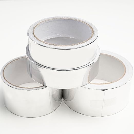 1 Roll Aluminum Foil Tape 1.2in x 65ft (30mm x 20m), 3.9mil for HVAC Repair | Flexible aluminum foil adhesive tape for HVAC ducts, dryer vents, pipe wrapping, insulation and general sealing repairs.