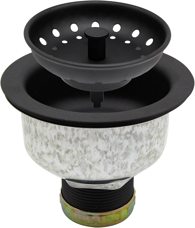 ZM Black Deep Locking Kitchen Sink Basket Strainer with Drain Stopper