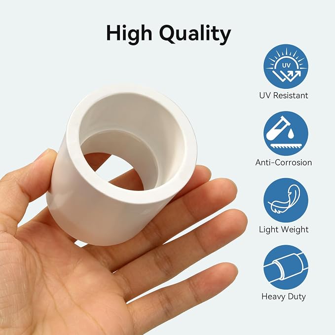 1Pack 3 Inch White PVC Pipe Coupling, Socket x Socket, Schedule 40 Heavy Duty Slip Connectors for DIY Garden Support, Sprinkler System (3 Inch)
