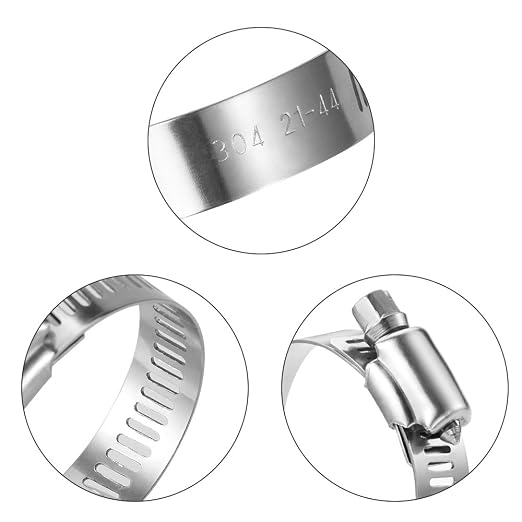 LOKMAN 20 Pack Stainless Steel Hose Clamp Adjustable 1-1/4'' - 2-1/4'' (33-57mm) Worm Gear Hose Clamp, Metal Fuel Line Pipe Clamp for Plumbing, Automotive And Mechanical Application