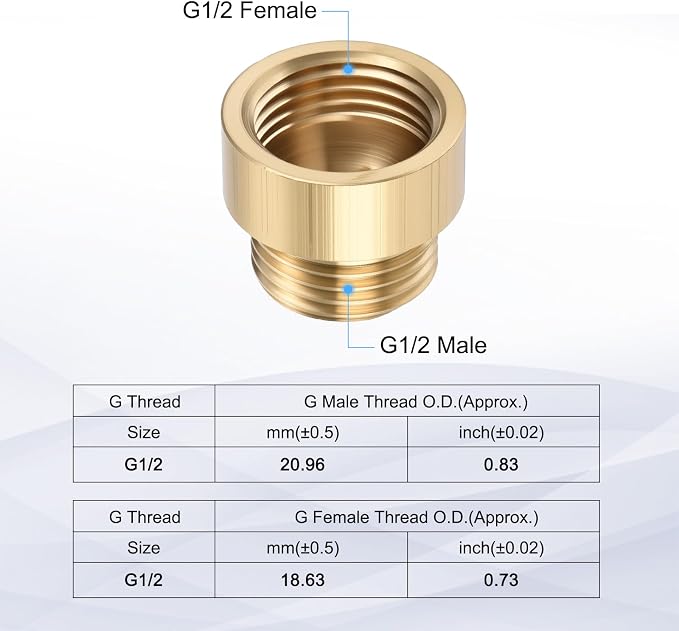 Shower Head Extension Arm, Brass G1/2 Male to Female Thread 20mm/0.79" Length Extender Pipe Fitting Nipple for Showers, Faucets, and Plumbing with PTFE Thread Seal Tape 3 Pack